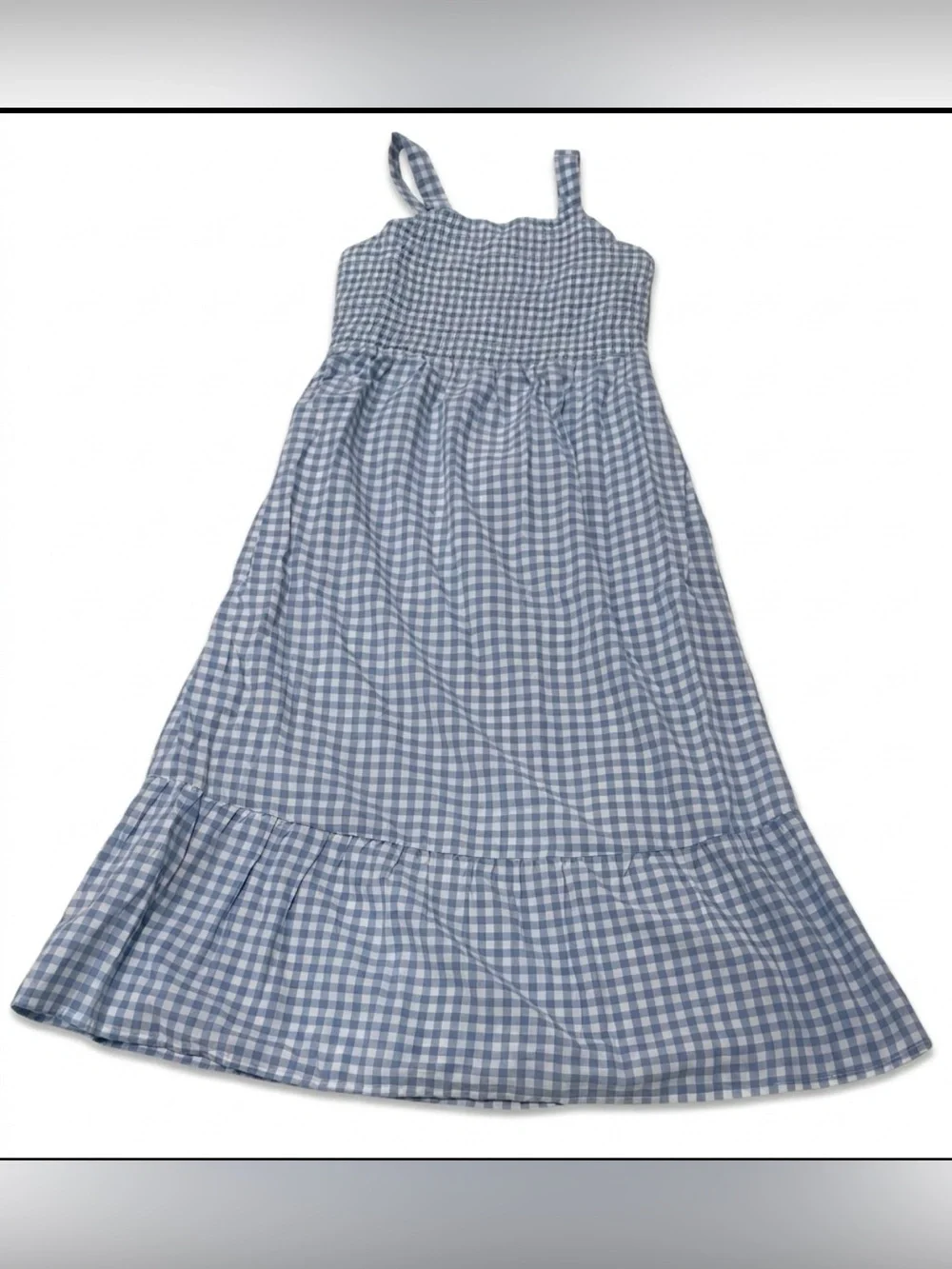Carter’s girls Gingham Sleeveless Dress in blue/white size 14.